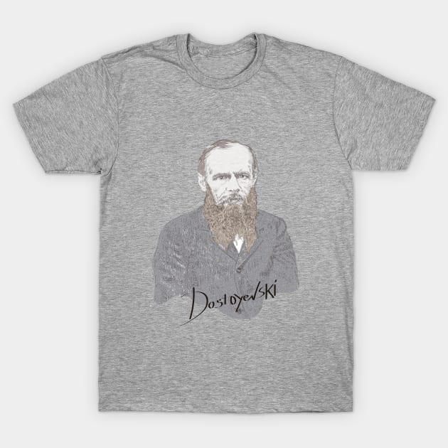 Fyodor Dostoyevsky portrait T-Shirt by Slownessi